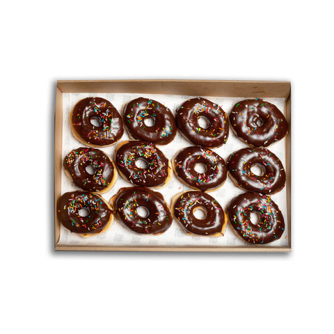 Chocolate Glazed Ring Doughnuts Platter