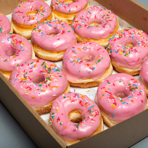 Pink Glazed Ring Doughnuts Platter